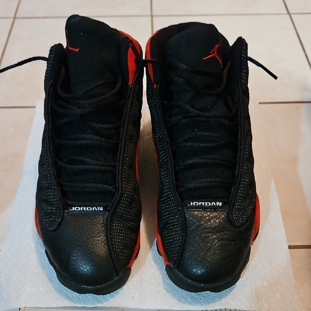 Jordan Mens Black and Red High-Top Sneakers